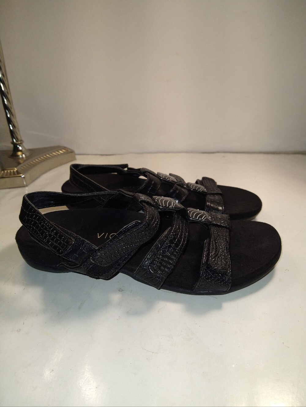 Vionic Amber Black Orthotic Adjustable Sandals Women's sz 7.5.